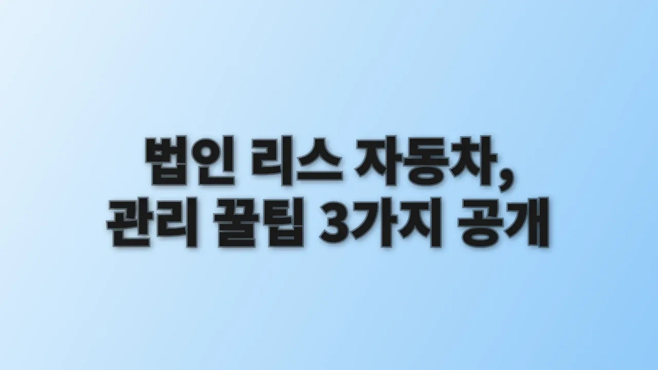 법인 리스 자동차, 관리 꿀팁 3가지 공개